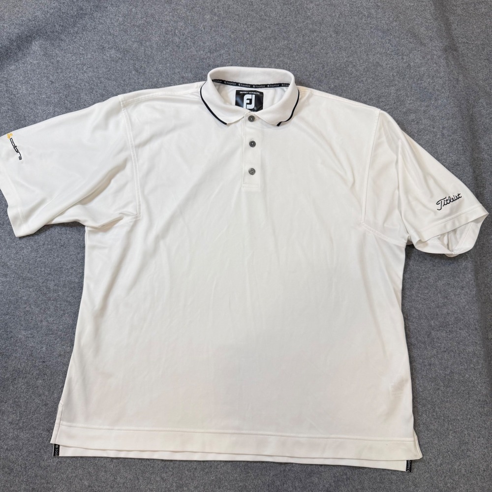 FootJoy ProDry Superlite Golf Polo Shirt Mens XL White Titleist Cobra Logo
